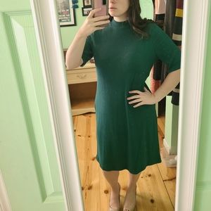 Green faux turtle neck dress xl